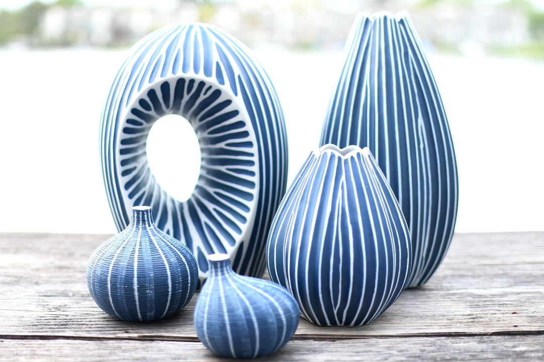 Artura Blue Vase aus Porzellankeramik