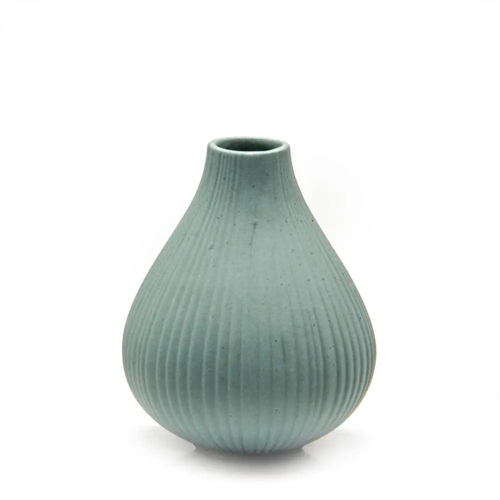 Frost Matte Biscuit Bud Flower Vase Peacock Green