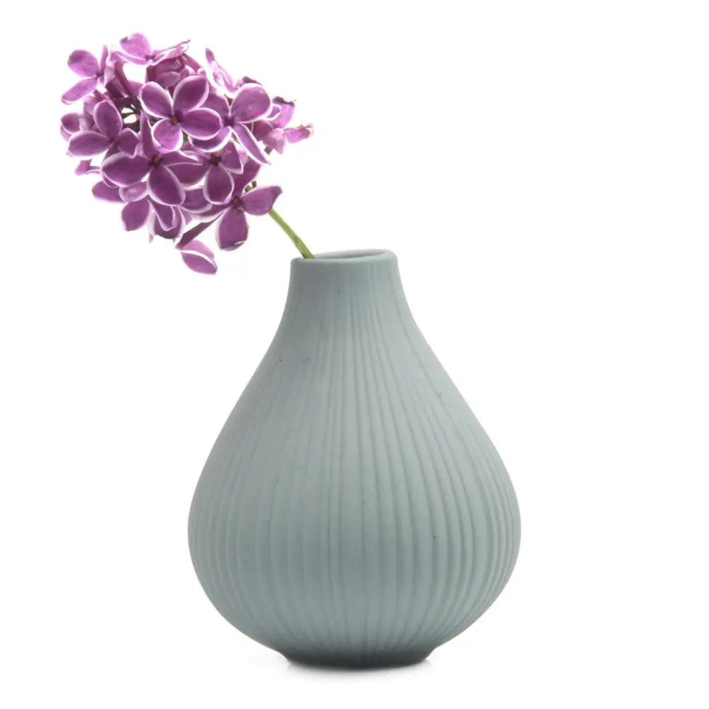 Frost Matte Biscuit Bud Flower Vase Peacock Green