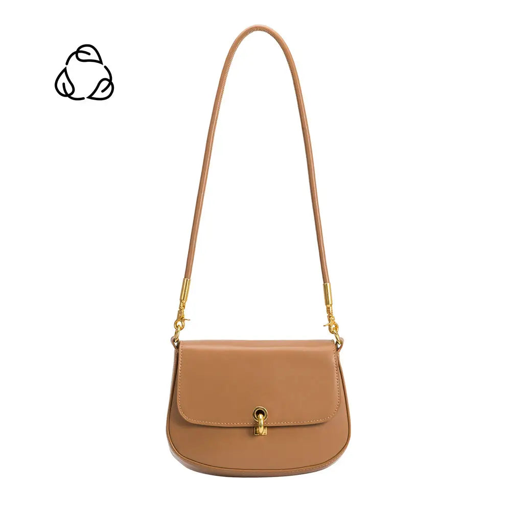 Melie Bianco Small Patricia shoulder bag made from recycled vegan material in tan