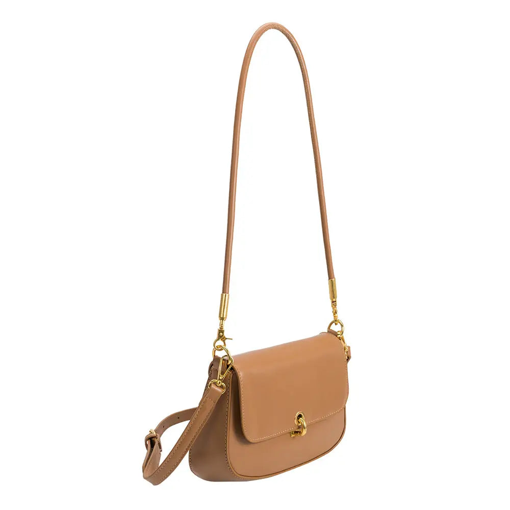 Melie Bianco Small Patricia shoulder bag made from recycled vegan material in tan