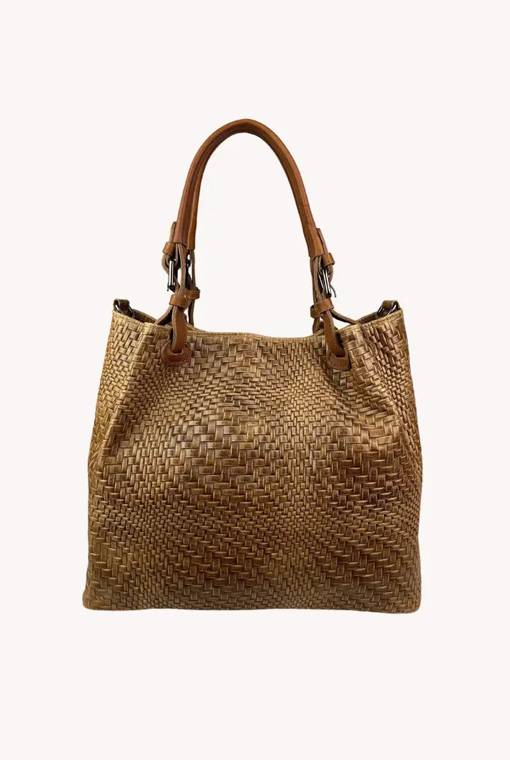 Marta braided leather bag Italia in Golden Brown