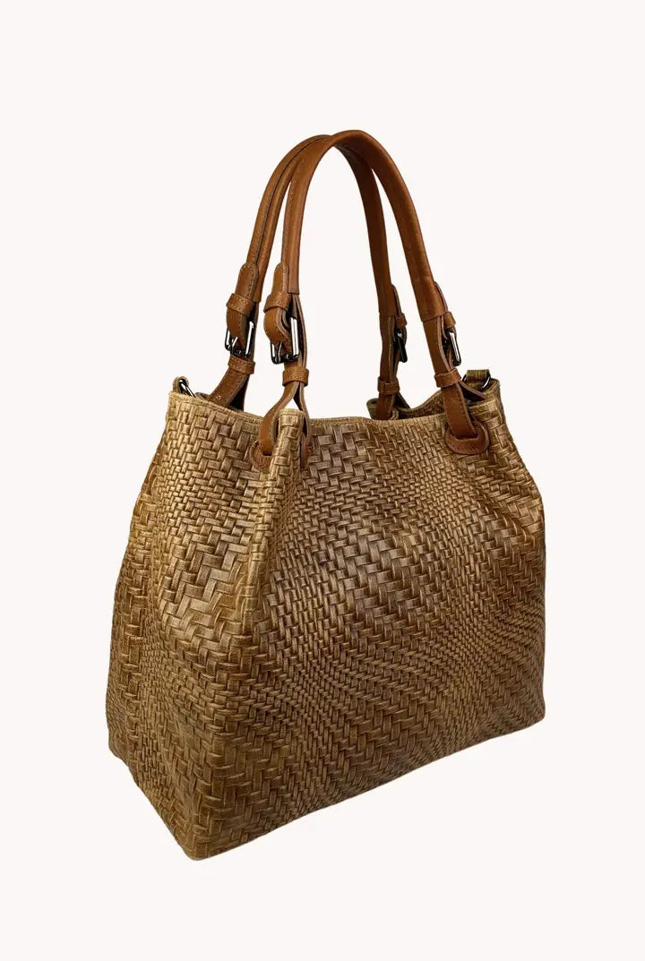 Marta braided leather bag Italia in Golden Brown