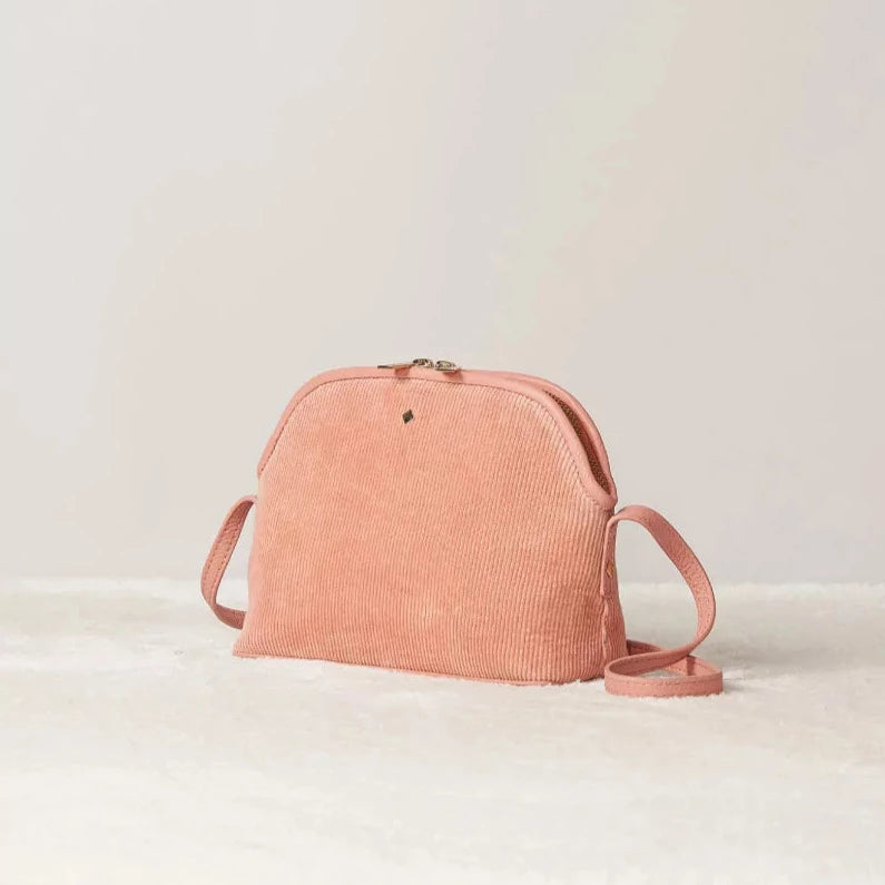 Mia velor rose leather handbag 