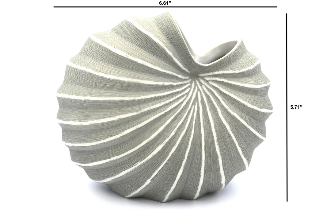 Shell vase Gray made of porcelain ceramic