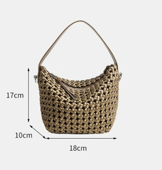 Vina braided crossbody bag in khaki