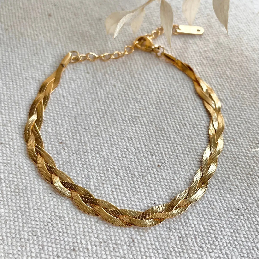 Braided chain bracelet 18k gold plated