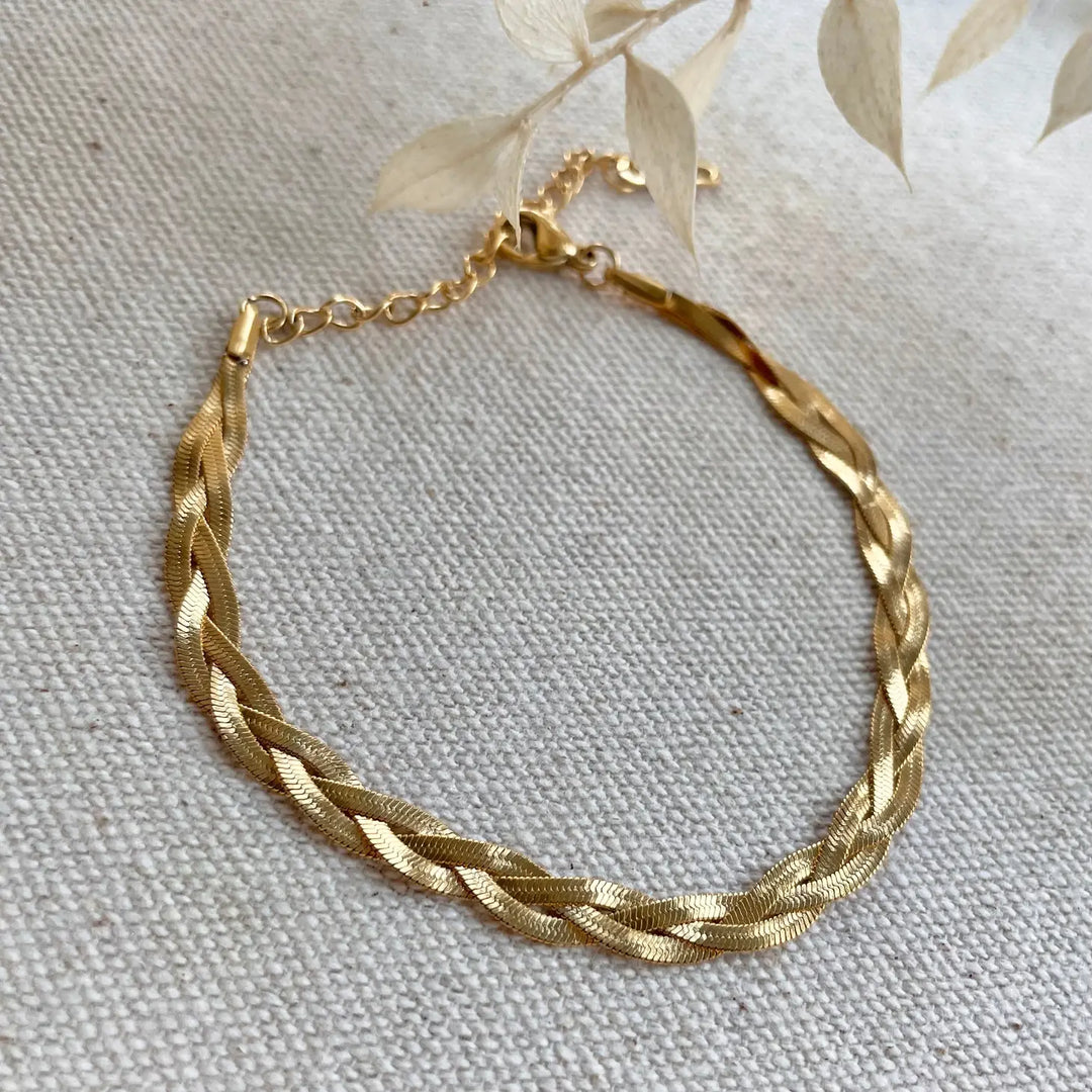 Braided chain bracelet 18k gold plated