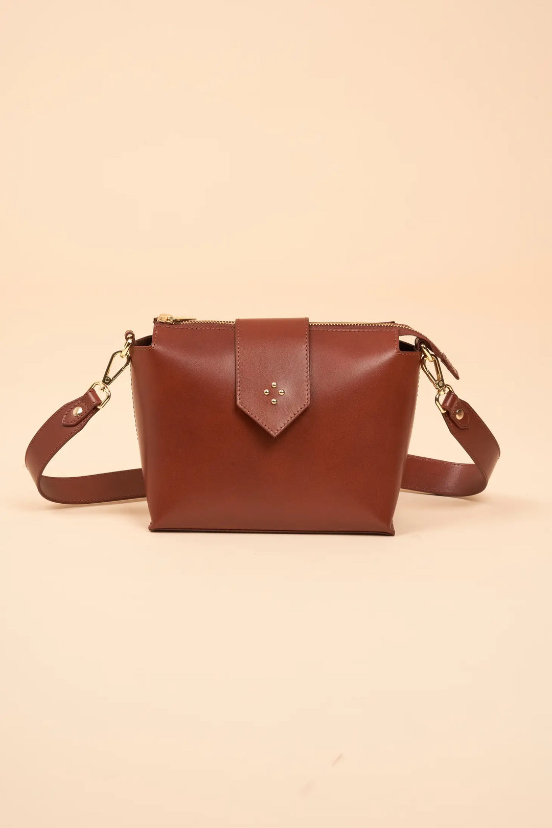 Molly Cognac handbag made from recycled leather