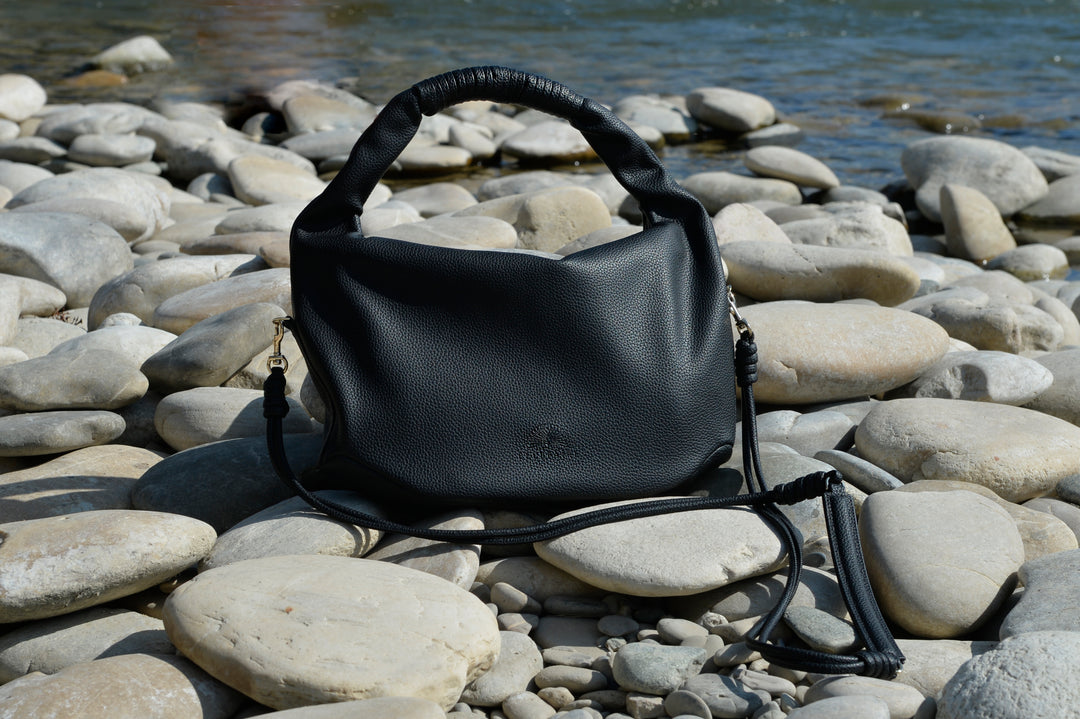 Hanna crossbody handbag made from recycled vegan material in black