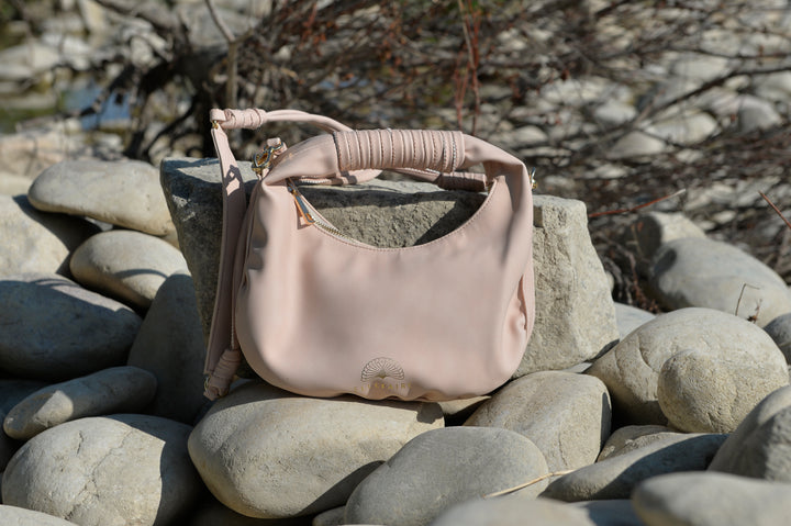 Sienna Crossbody handbag made from recycled vegan material in Soft Light Rose