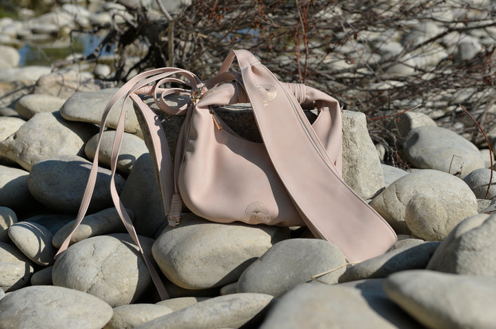 Sienna Crossbody handbag made from recycled vegan material in Soft Light Rose