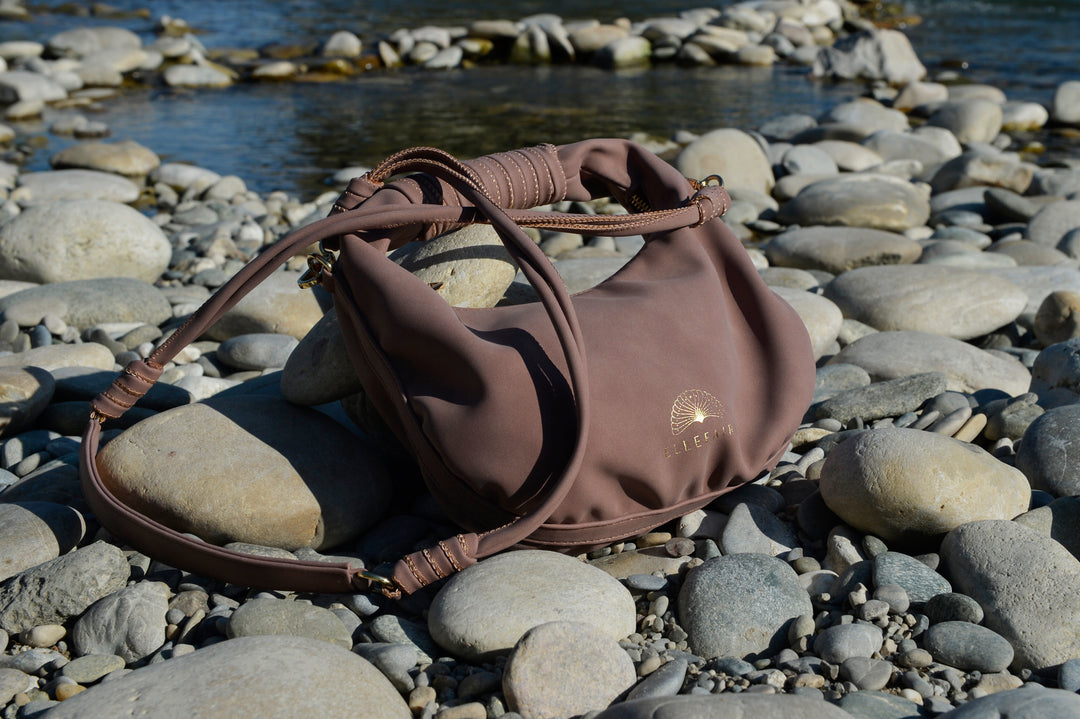 Sienna Crossbody handbag made from recycled vegan material in Dark Rose Taupe