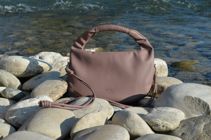 Hanna crossbody handbag made from recycled vegan material in Dark Rose Taupe