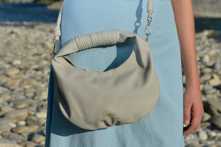 Sienna Crossbody handbag made from recycled vegan material in Soft Grey