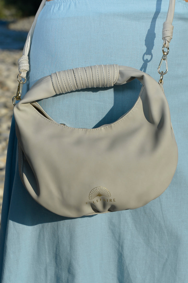 Sienna Crossbody handbag made from recycled vegan material in Soft Grey