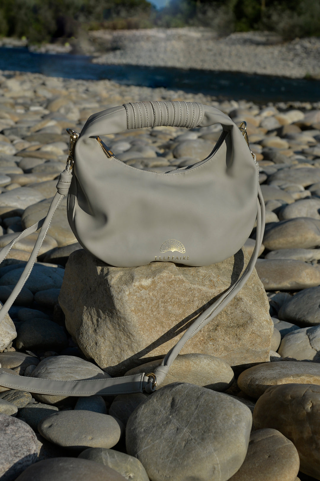 Sienna Crossbody handbag made from recycled vegan material in Soft Grey