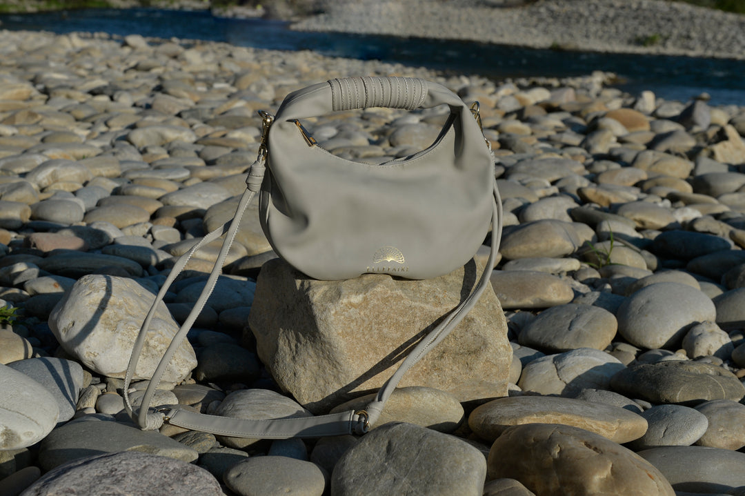 Sienna Crossbody handbag made from recycled vegan material in Soft Grey