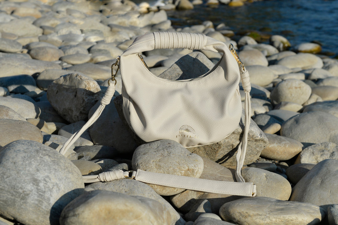 Sienna Crossbody handbag made from recycled vegan material in Crema