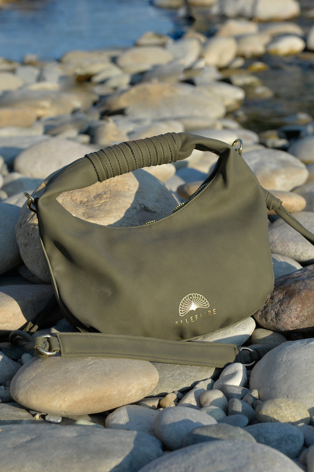 Sienna Crossbody handbag made from recycled vegan material in olive