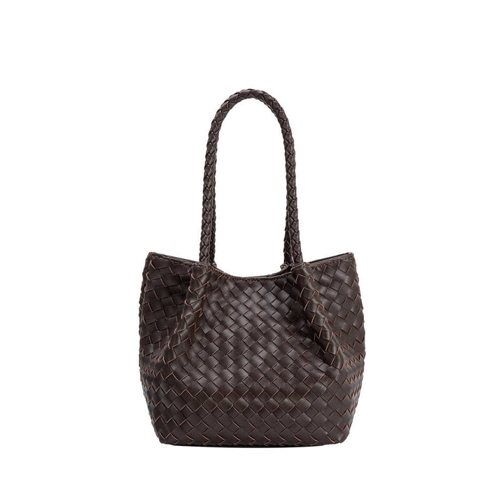 Melie Bianco Anahi Espresso tote bag made from recycled vegan material