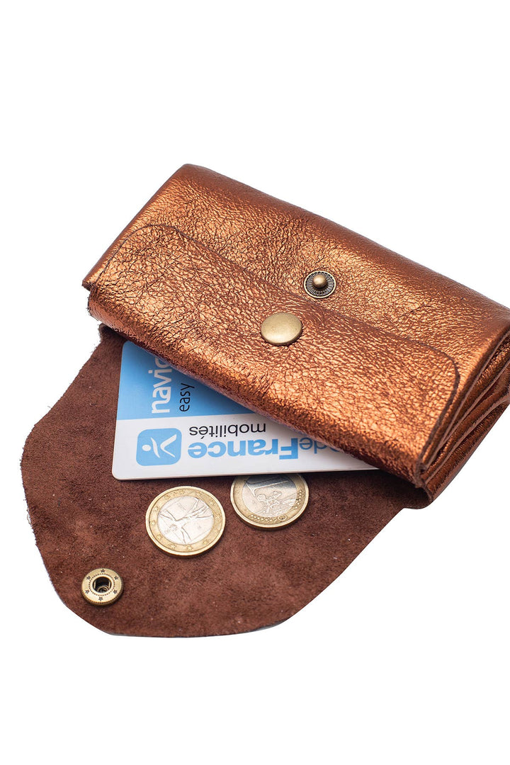 Suzie small leather wallet bronze