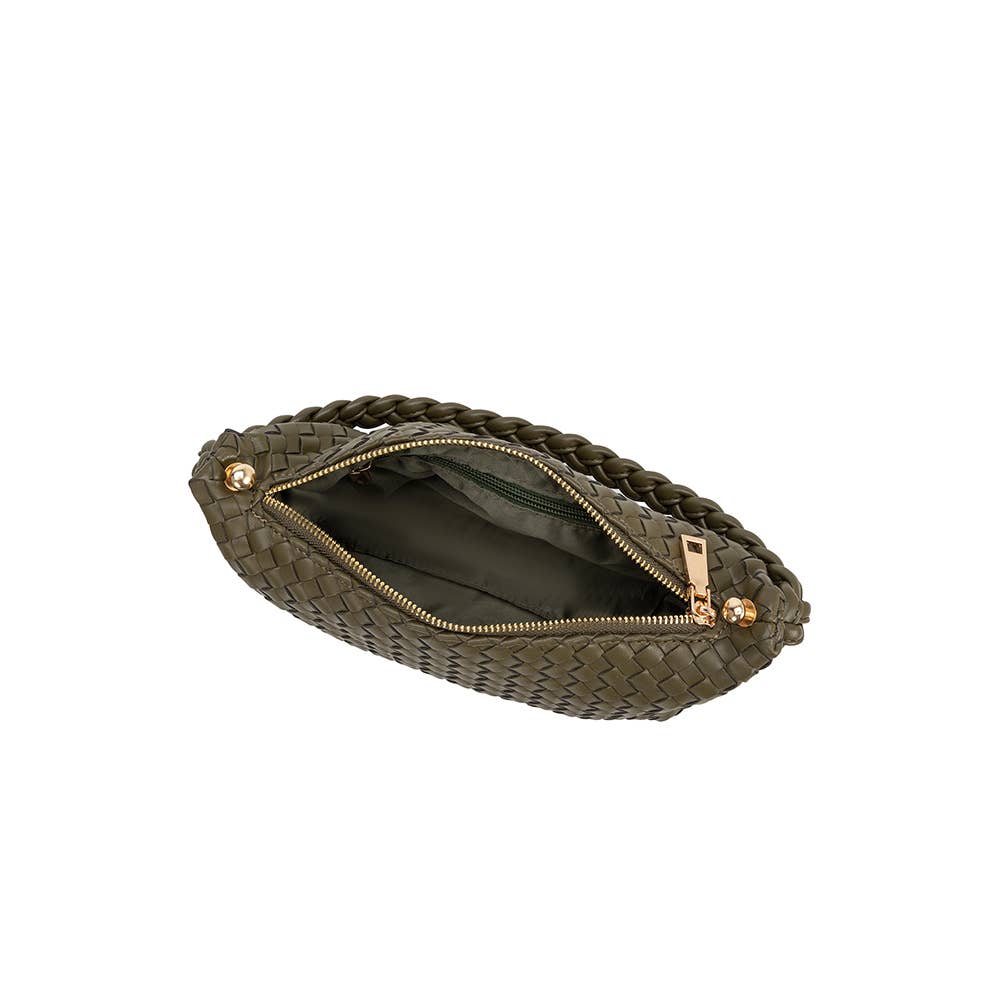 Melie Bianco Alma Olive handle bag made from recycled vegan material