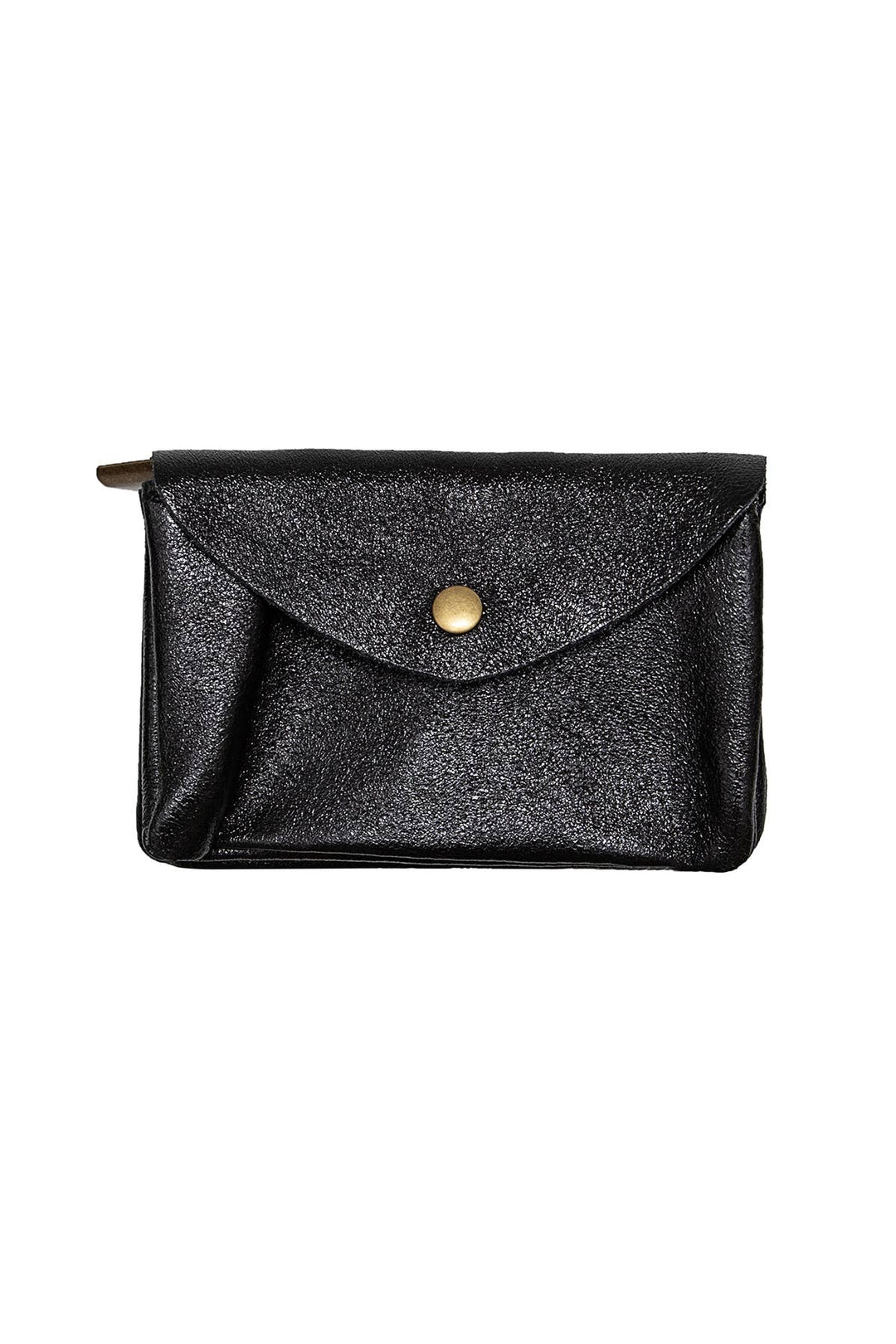 Mela small leather wallet black metal