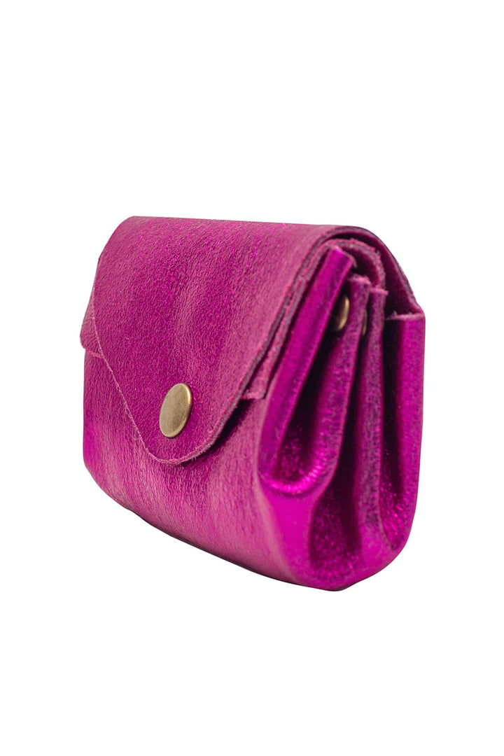 Suzie small leather wallet fuchsia metal