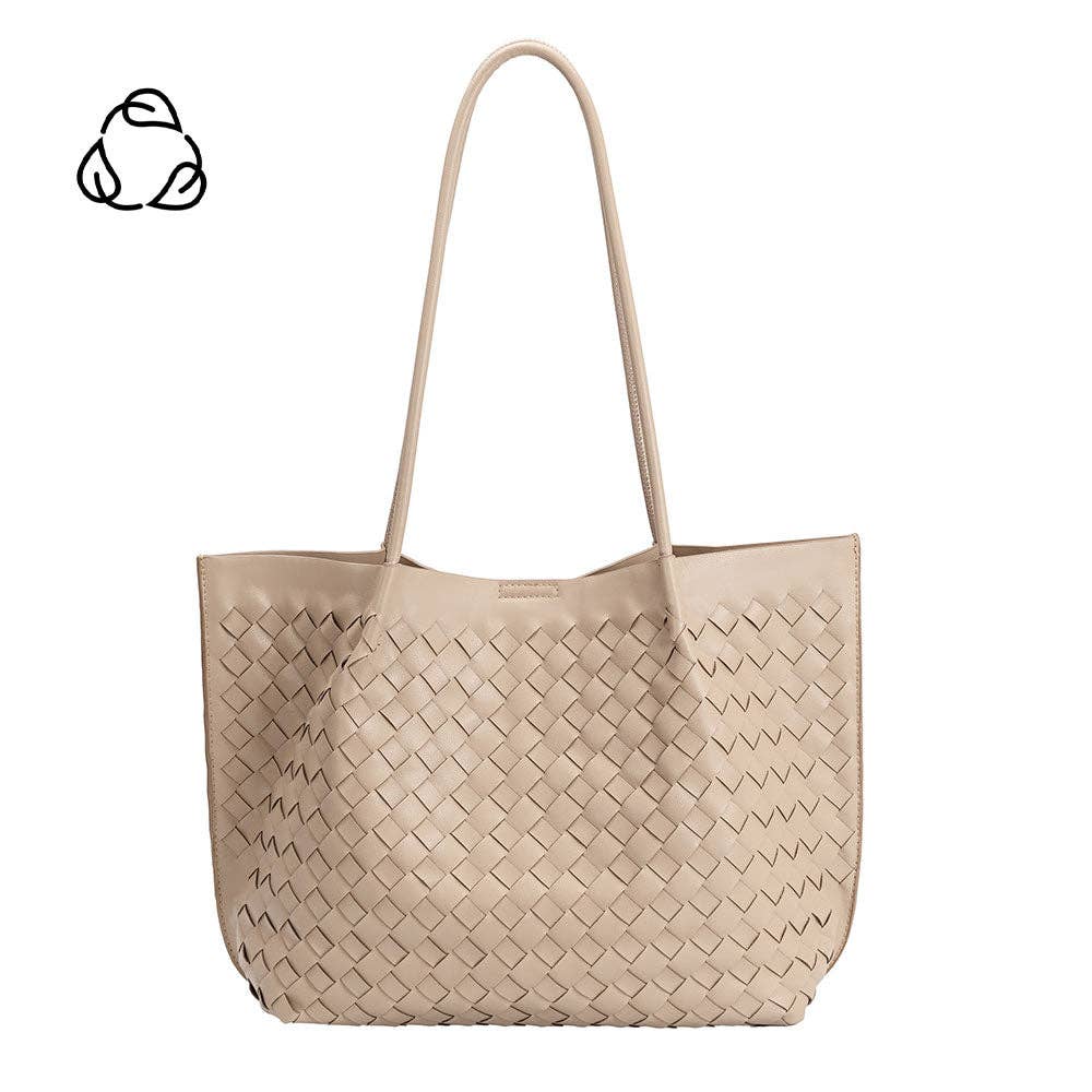 Melie Bianco Victoria Taupe recycled vegan tote bag