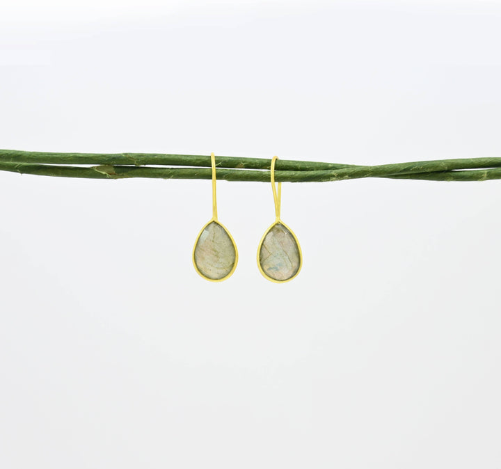 Teardrop Labradorite Gold Earring