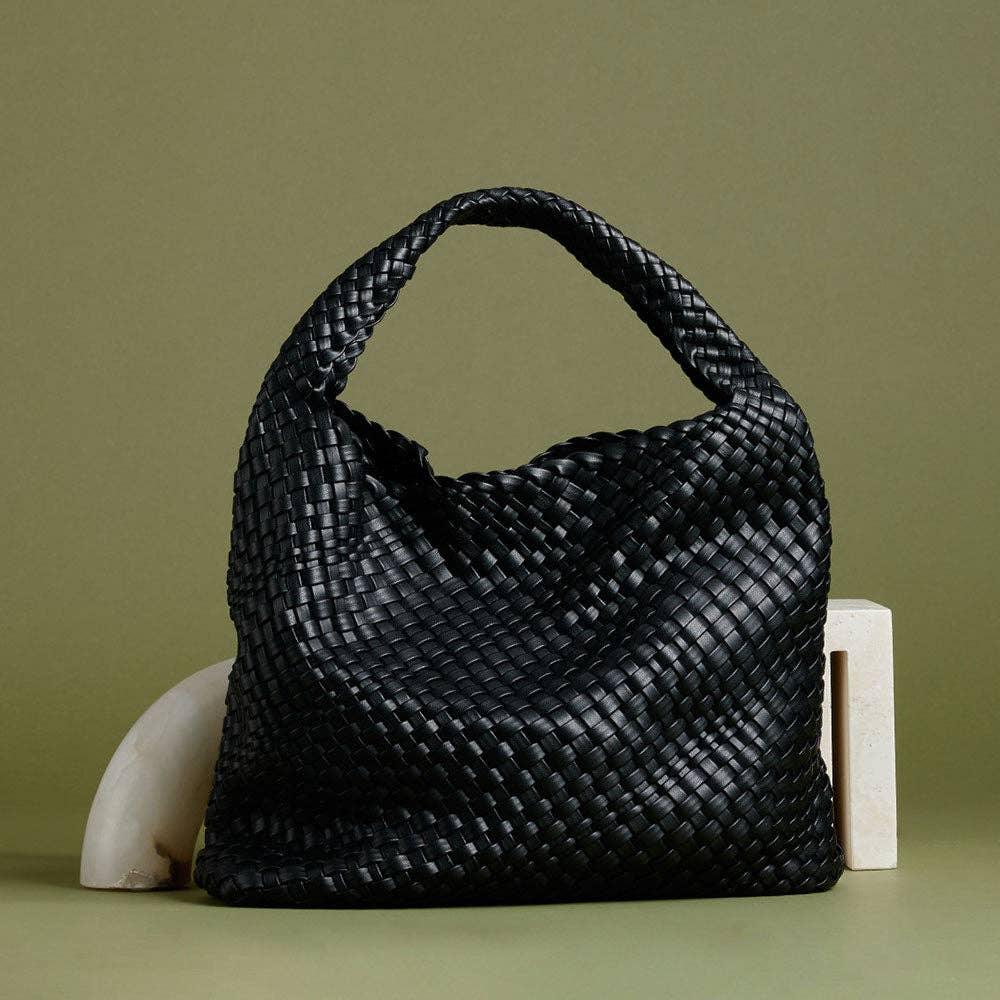 Melie Bianco Johanna large shoulder bag made from recycled vegan material in Black