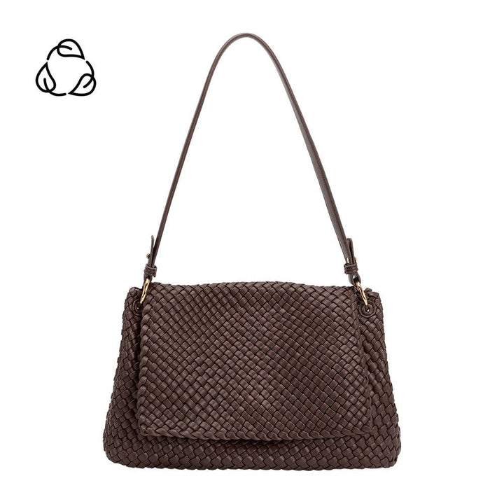 Melie Bianco Natalia Espresso recycled vegan shoulder bag