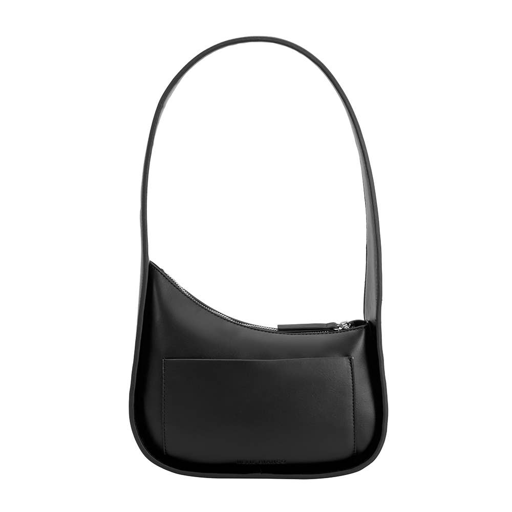 Willow vegan shoulder bag made from recycled vegan material in black 