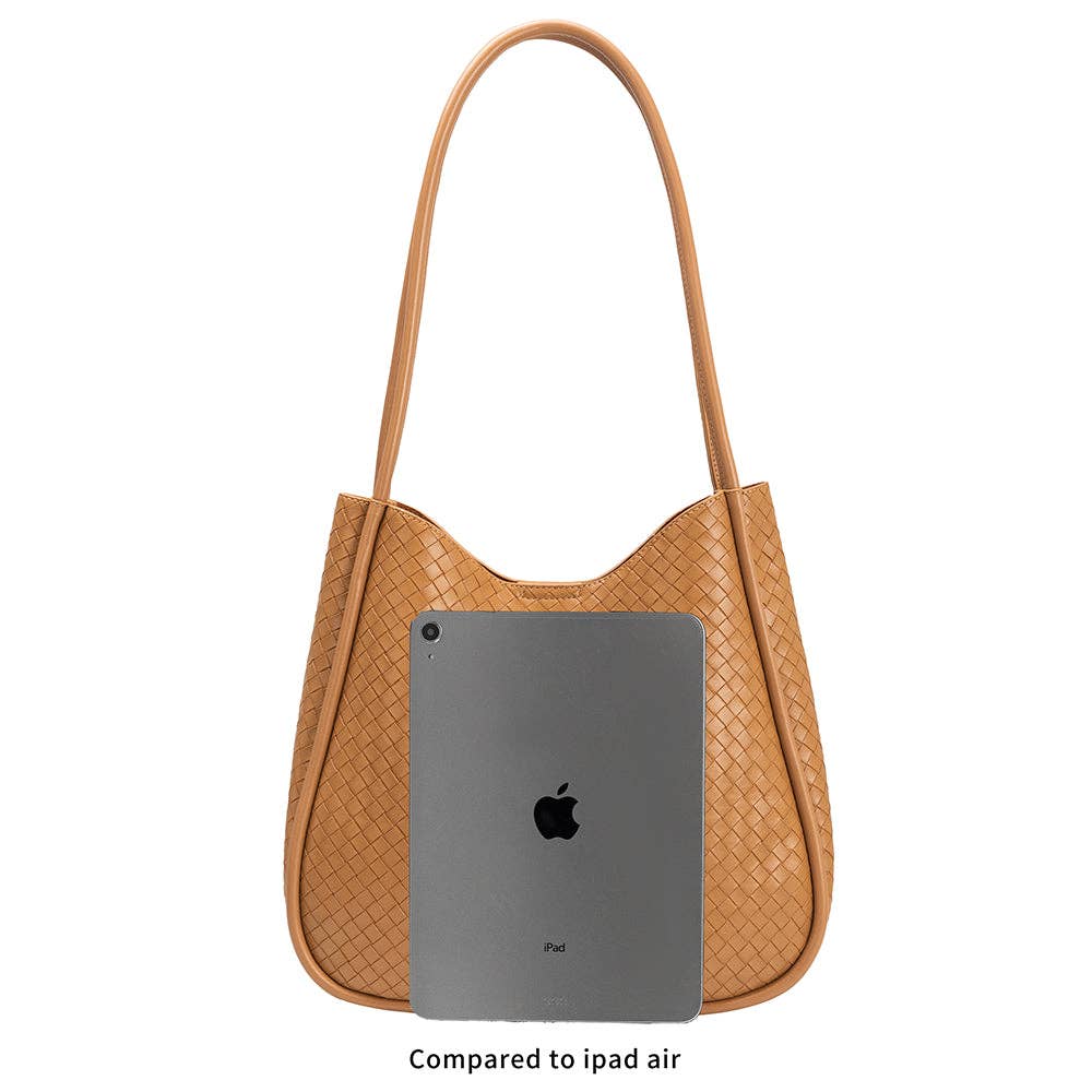 Melie Bianco Mischa Medium shoulder bag made from recycled vegan material in tan