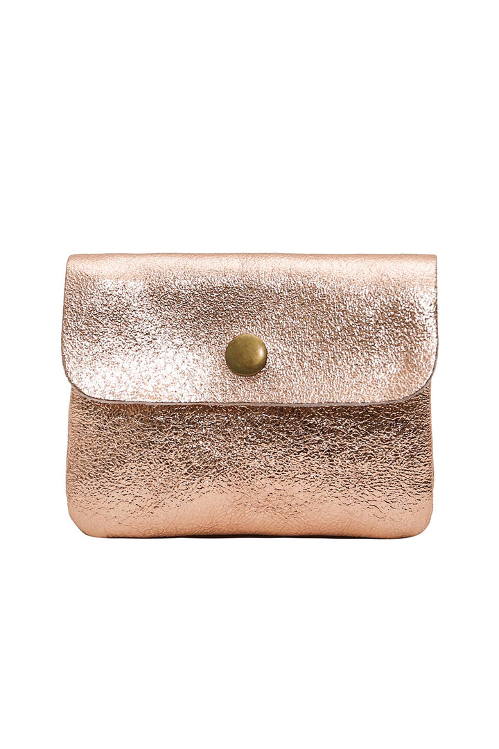 Luce small leather wallet metallic pink