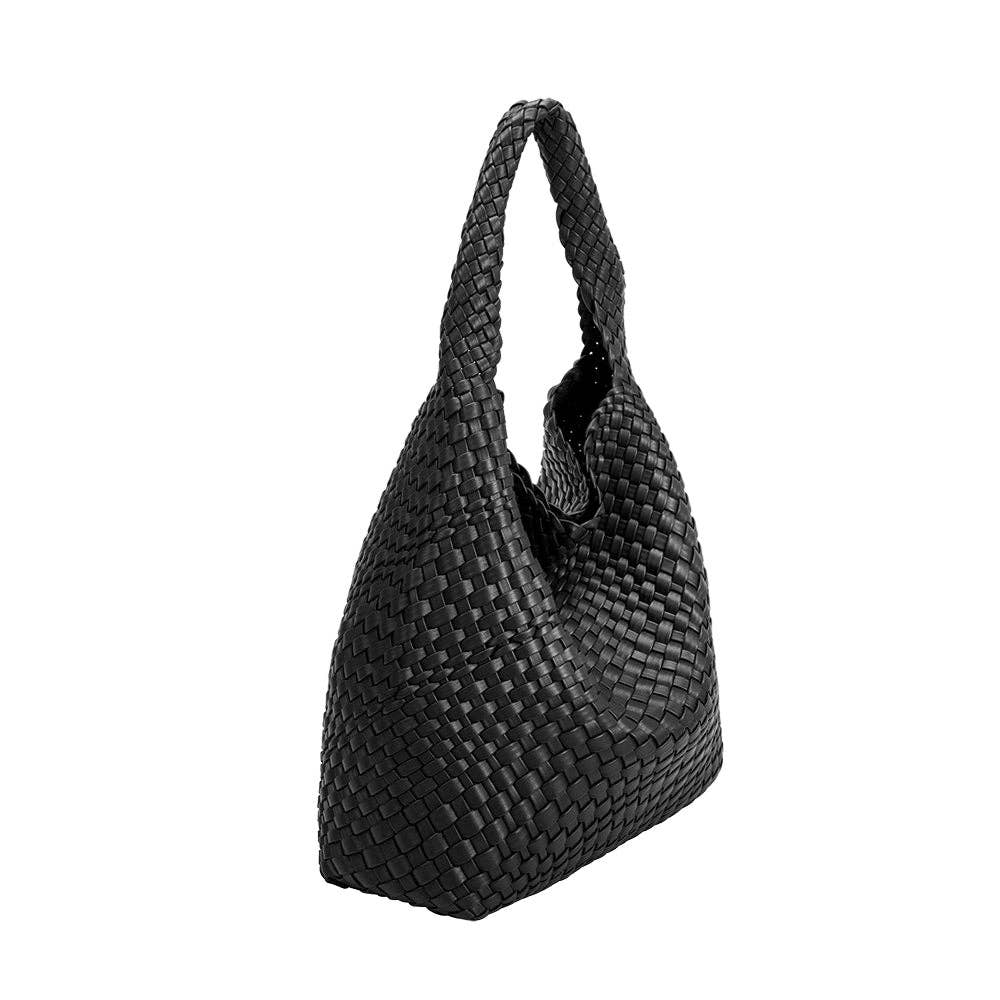 Melie Bianco Johanna large shoulder bag made from recycled vegan material in Black