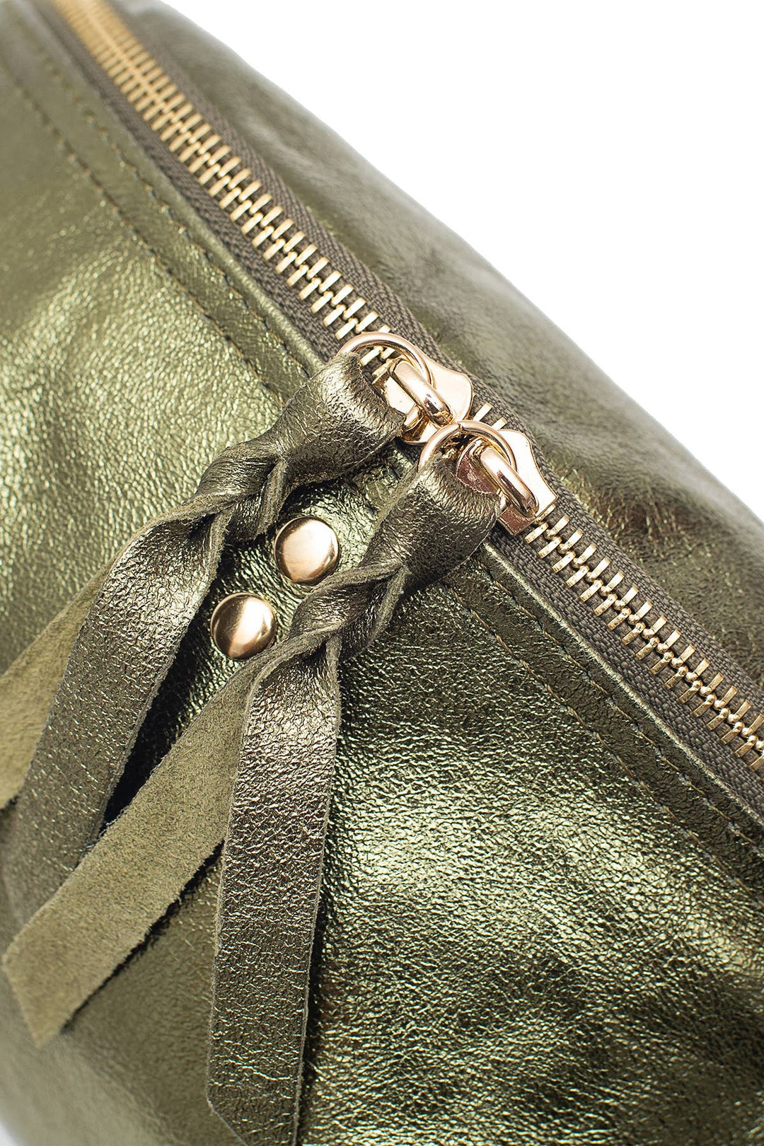 Nelly leather bag in khaki metal