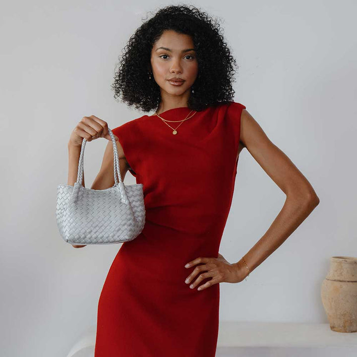 Melie Bianco Anahi Espresso tote bag made from recycled vegan material