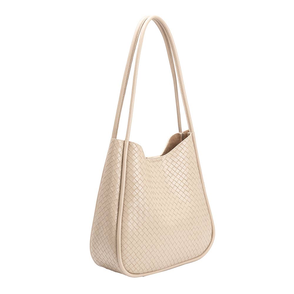 Melie Bianco Mischa Medium shoulder bag made from recycled vegan material in Bone