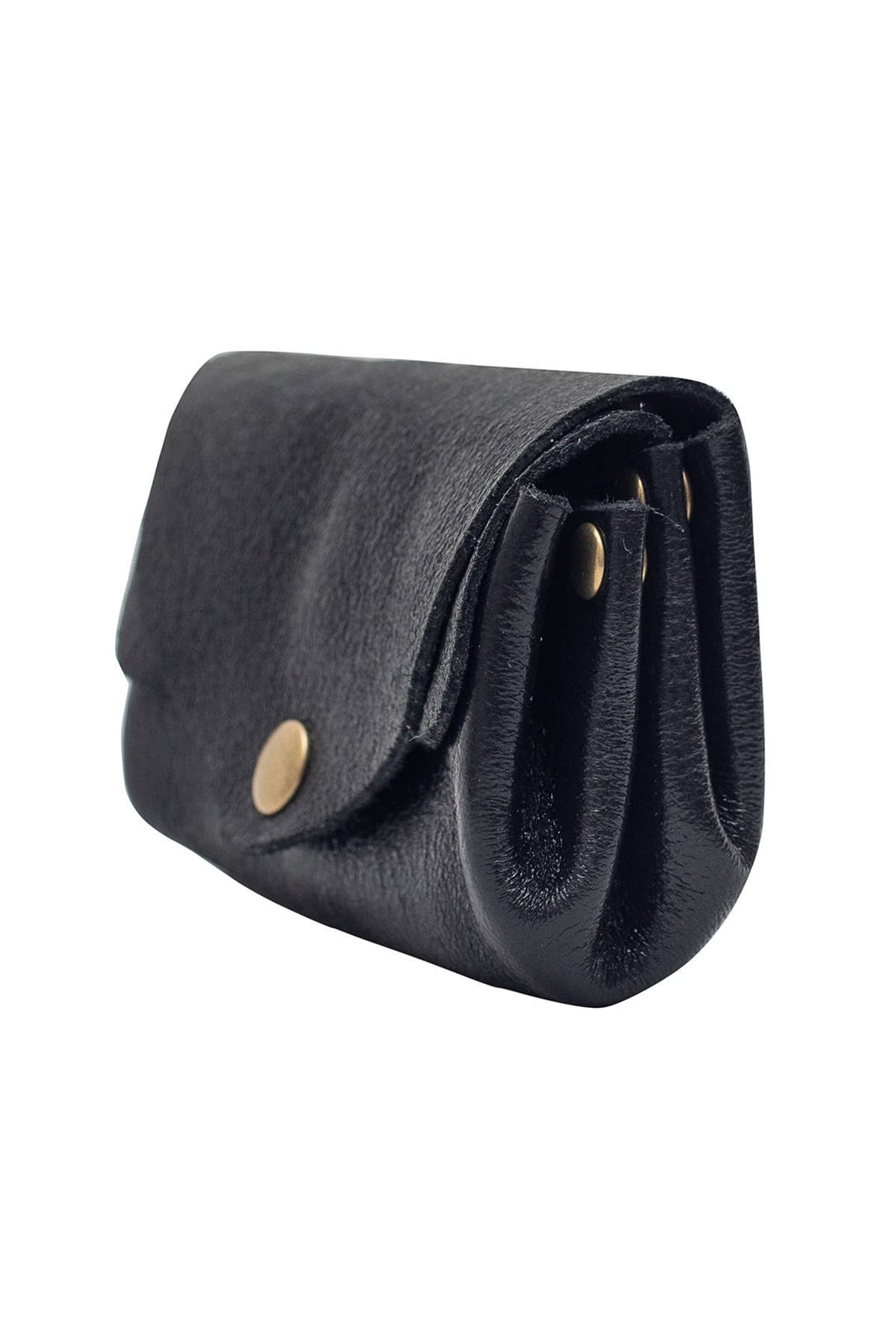 Suzie small leather wallet black metal