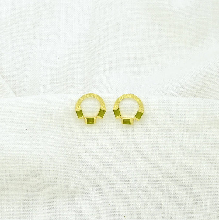 Kendall Stud Earrings Gold - Green Tourmaline