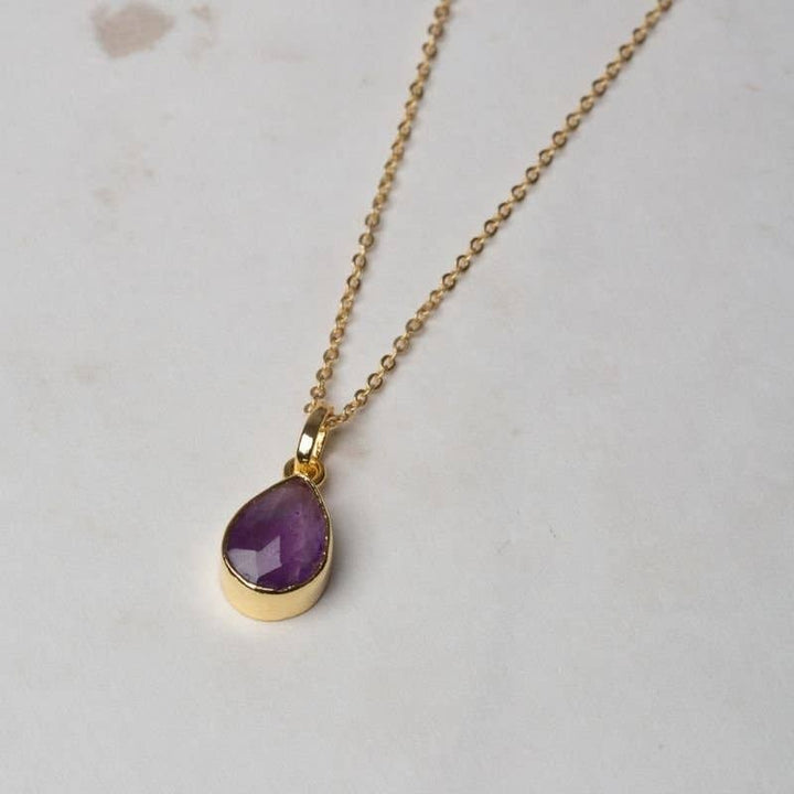 Precious chain with polished purple Amethyst Cimcio pendant