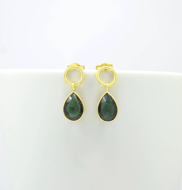 Circle Post Green Tourmaline Earrings