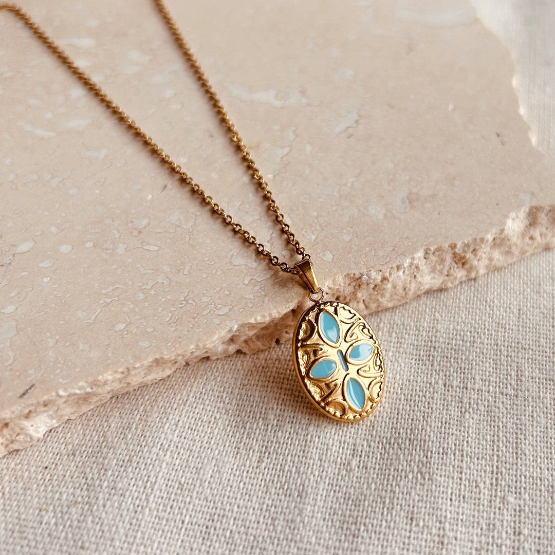 Turquoise enamel necklace