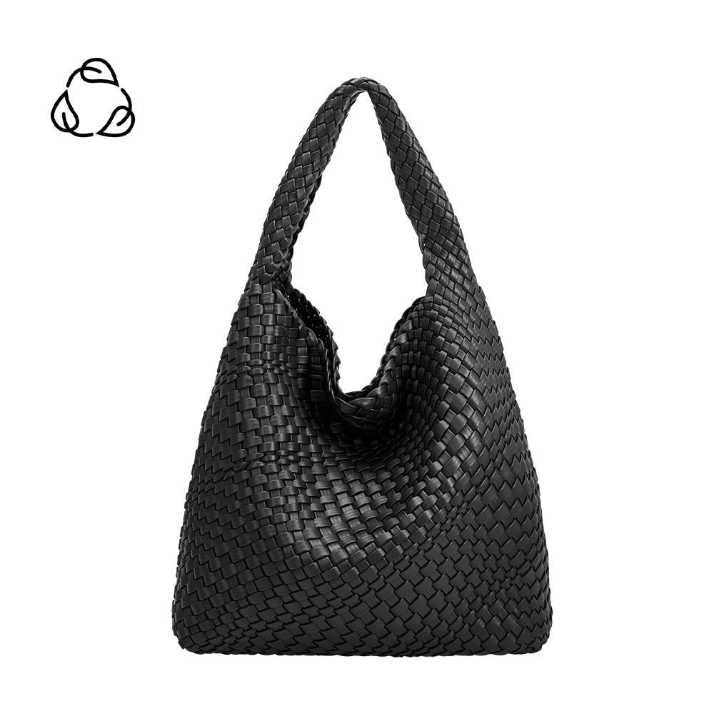 Melie Bianco Johanna large shoulder bag made from recycled vegan material in Black