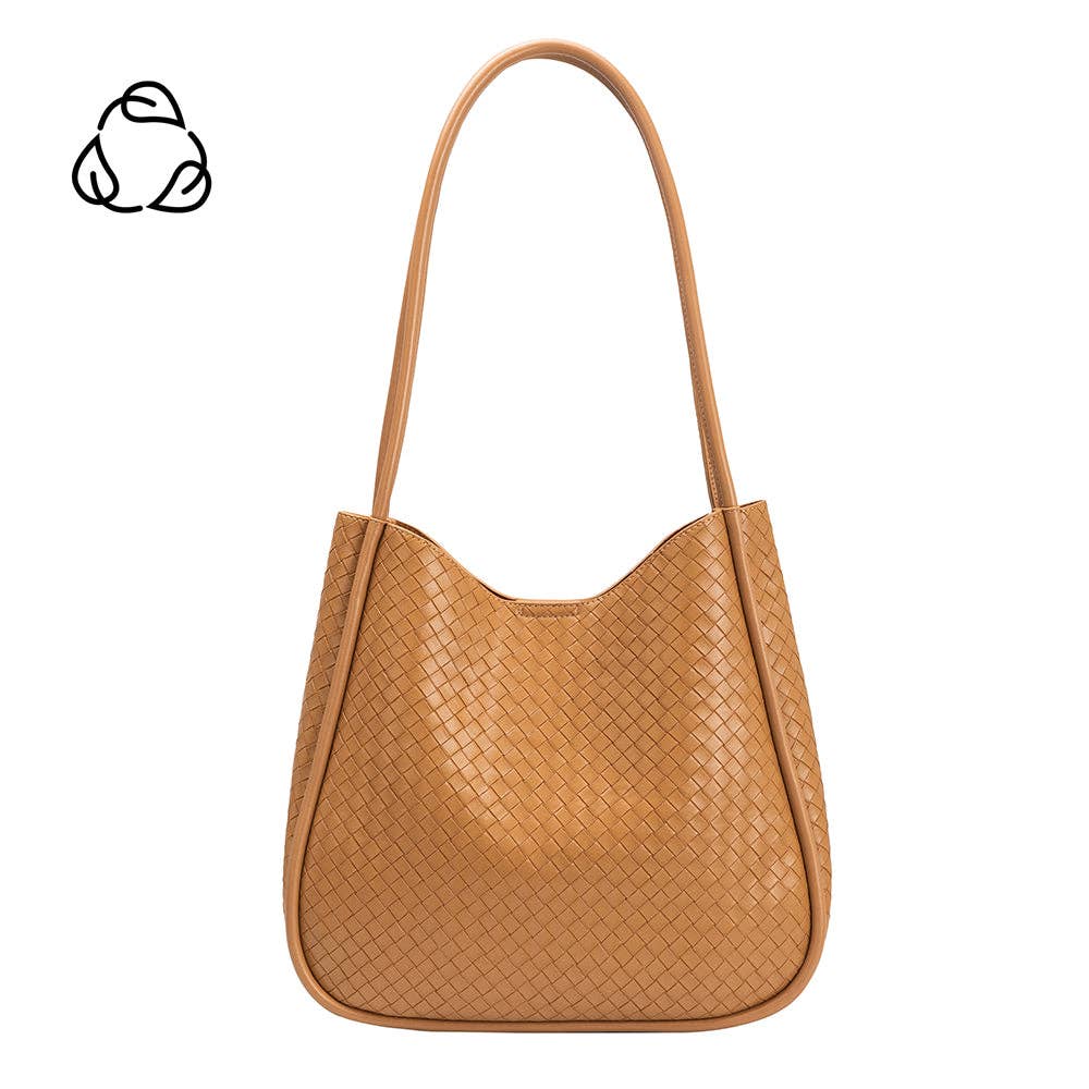 Melie Bianco Mischa Medium shoulder bag made from recycled vegan material in tan