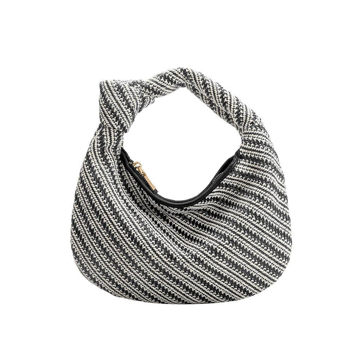 Melie Bianco Kleine Drew Henkeltasche in Natural Raffia Black