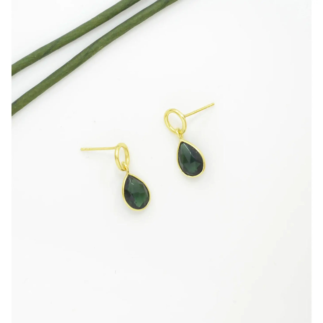 Circle Post Green Tourmaline Earrings