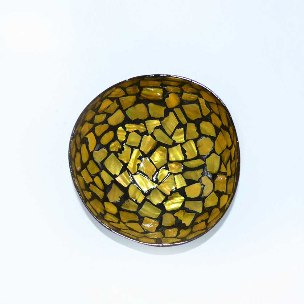 Coconut Shell Yellow Square, Mother of Pearl